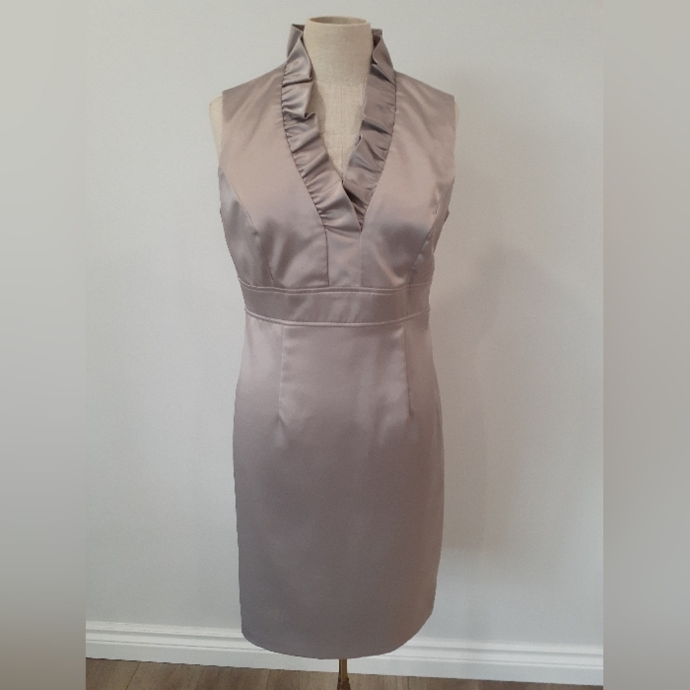 Ronni Nicole | Champagne Dress with ruched neckline